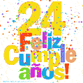 Imagen GIF festiva y colorida de feliz cumpleaños número 24