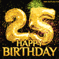 25th Birthday Greeting Card - Amazing Bursts of Fireworks (GIF)