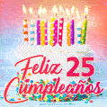 Cumpleaños de 25 - delicioso pastel de cumpleaños con velas