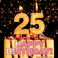Happy 25th Birthday Cake GIF and Video with sound free download