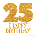 Gold Glitter 25th Birthday GIF