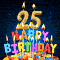 Best Happy 25th Birthday Cake with Colorful Candles GIF