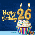 Happy Birthday - 26 Years Old Animated Card
