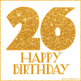 Gold Glitter 26th Birthday GIF