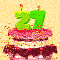Hand Drawn 27th Birthday Cake Greeting Card (Animated Loop GIF)