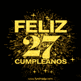 GIF animado para cumpleaños con el número 27 - feliz cumpleaños gif de fuegos artificiales