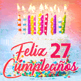 Cumpleaños de 27 - delicioso pastel de cumpleaños con velas