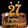 Gâteau d'anniversaire avec bougies GIF – 27 ans