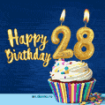 Happy Birthday - 28 Years Old Animated Card