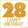 Gold Glitter 28th Birthday GIF