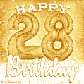 Download & Send Cute Balloons Happy 28th Birthday Card for Free