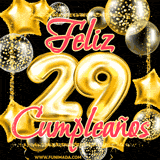 A large of balloons in various shapes, sizes, and colors with the words 'Happy Birthday' and a number 29