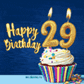 Happy Birthday - 29 Years Old Animated Card