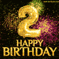 2nd Birthday Greeting Card - Amazing Bursts of Fireworks (GIF)