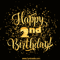 Gold Confetti Animation (loop, gif) - Happy 2nd Birthday Lettering Card