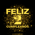 GIF animado para cumpleaños con el número 2 - feliz cumpleaños gif de fuegos artificiales