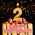 Happy 2nd Birthday Cake GIF and Video with sound free download