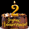 Gâteau d'anniversaire avec bougies GIF – 2 ans