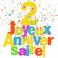 Image GIF festive et colorée de joyeux anniversaire 2 ans