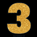 Number 3 Gold Glitter GIF