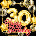 Wishing you many golden years ahead! Happy 30th birthday animated birthday GIF.