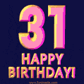 Happy 31st Birthday Cool 3D Text Animation GIF