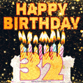 Happy 32nd Birthday Cake GIF, Free Download