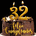 Felices 32 Años - Hermosa imagen de pastel de feliz cumpleaños
