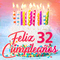 Cumpleaños de 32 - delicioso pastel de cumpleaños con velas