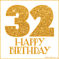 Gold Glitter 32nd Birthday GIF