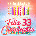 Cumpleaños de 33 - delicioso pastel de cumpleaños con velas