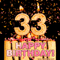 Happy 33rd Birthday Cake GIF and Video with sound free download
