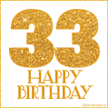 Gold Glitter 33rd Birthday GIF