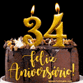 Feliz aniversário de 34 anos - lindo bolo de feliz aniversário