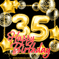 Wishing you many golden years ahead! Happy 35th birthday animated birthday GIF.