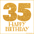 Gold Glitter 35th Birthday GIF