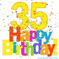Festive and Colorful Happy 35th Birthday GIF Image