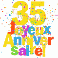 Image GIF festive et colorée de joyeux anniversaire 35 ans