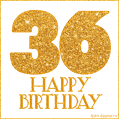 Gold Glitter 36th Birthday GIF