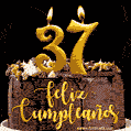 Felices 37 Años - Hermosa imagen de pastel de feliz cumpleaños