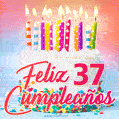 Cumpleaños de 37 - delicioso pastel de cumpleaños con velas