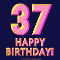 Happy 37th Birthday Cool 3D Text Animation GIF