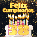 Tarjeta GIF de cumpleaños feliz de 38 años con torta y velas