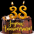 Gâteau d'anniversaire avec bougies GIF – 38 ans