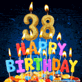 Best Happy 38th Birthday Cake with Colorful Candles GIF