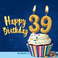 Happy Birthday - 39 Years Old Animated Card