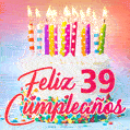 Cumpleaños de 39 - delicioso pastel de cumpleaños con velas