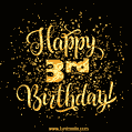 Gold Confetti Animation (loop, gif) - Happy 3rd Birthday Lettering Card