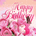 Beautiful Roses & Butterflies - 3 Years Happy Birthday Card for Her