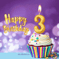 Happy Birthday - 3 Years Old Animated Card